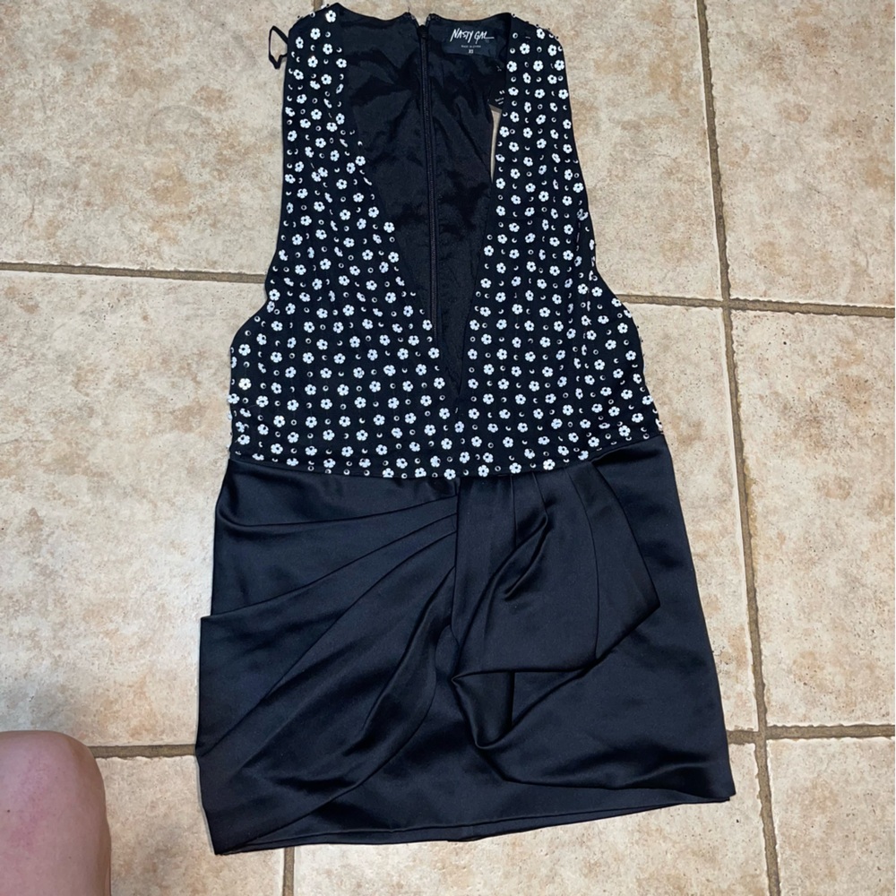 Nasty Gal Black & White Floral Bodice Mini Dress